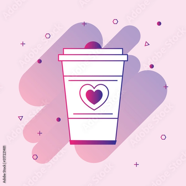 Obraz  Coffee or tea paper cup with heart symbol