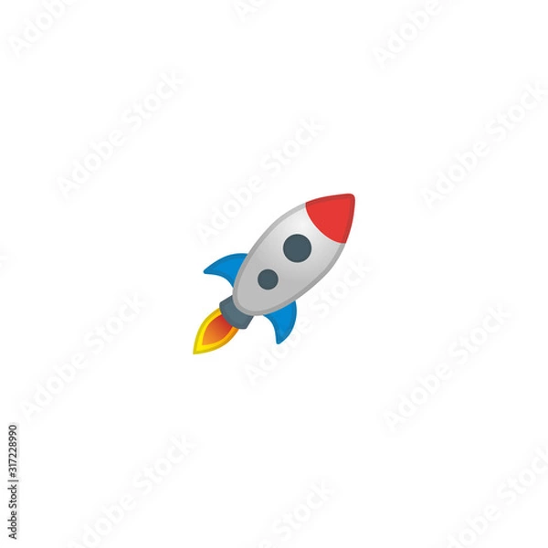 Fototapeta Ikona wektor startowy. Na białym tle Rocket Startup Cartoon Style Emoji, ilustracja emotikon