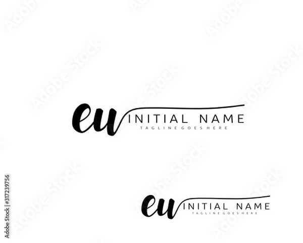 Fototapeta E U EU Initial handwriting logo vector. Hand lettering for designs.