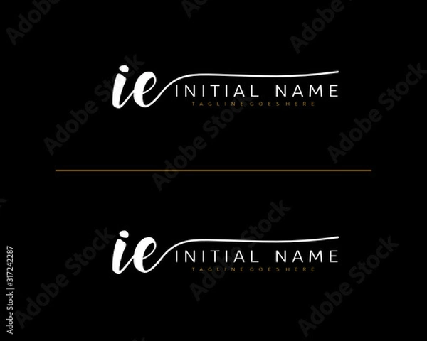 Obraz I E IE Initial handwriting logo vector. Hand lettering for designs.