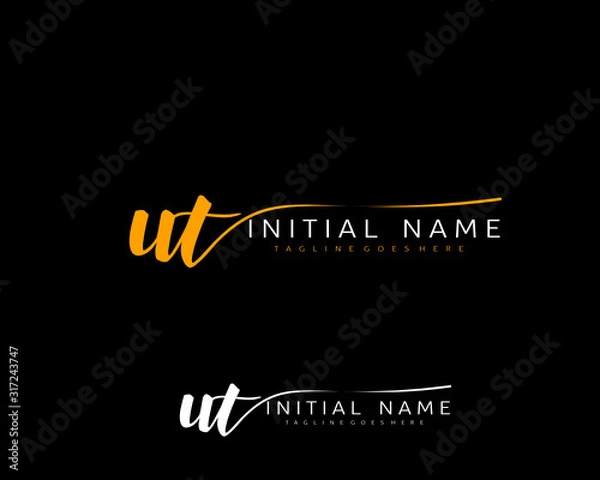 Obraz U T UT Initial handwriting logo vector. Hand lettering for designs.
