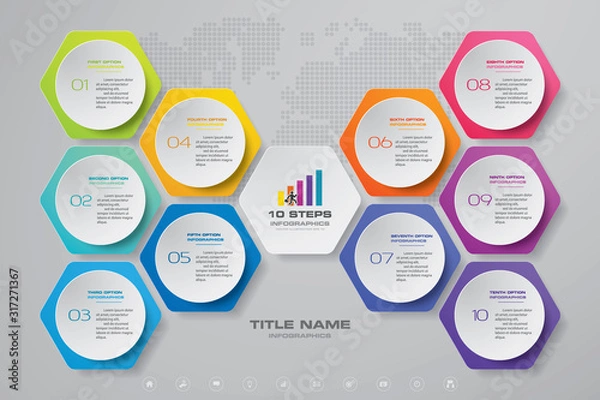 Obraz 10 steps simple&editable process chart infographics element. EPS 10.