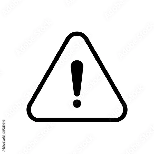Fototapeta Hazard warning symbol. Vector warning icon, danger sign, problem icon isolated on white background for web, printing, app and interface.