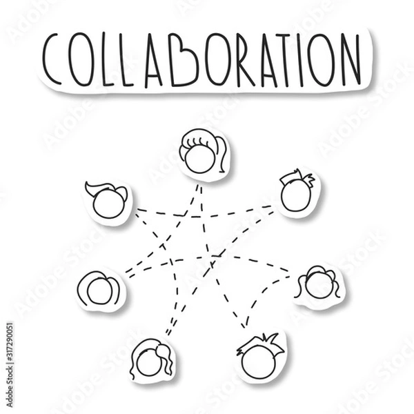 Fototapeta Iconic image of young people connected in circle