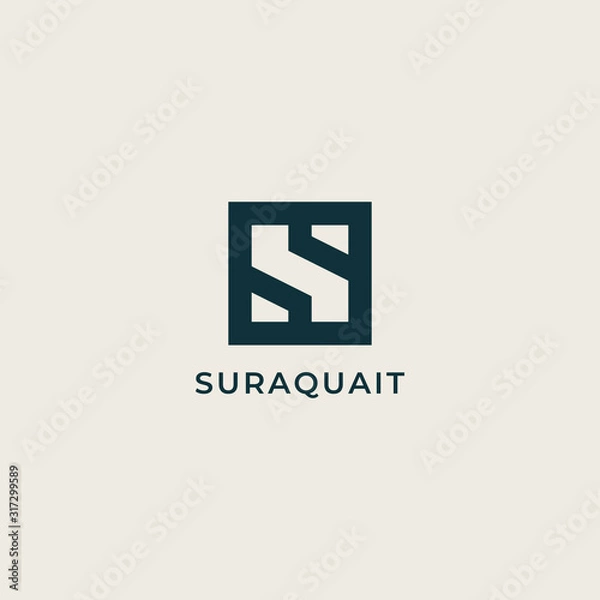 Obraz logo letter S monogram with a box concept