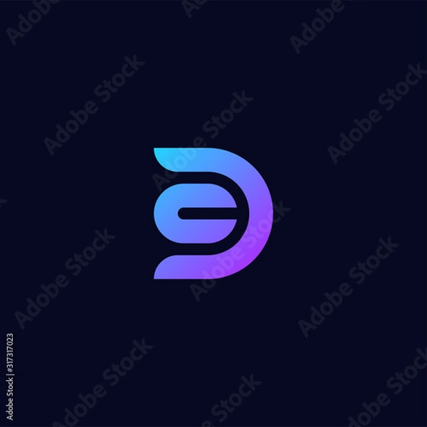 Fototapeta initial letter dc linked circle lowercase logo blue purple background. Trendy Flat style for graphic design, Web site, UI. EPS10. - Vector illustration