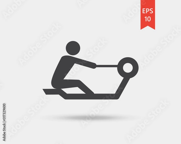 Fototapeta Rowing icon, rowing machine vector web icon isolated on white background, EPS 10, top view	