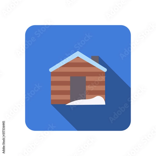 Fototapeta winter house with chimney flat icon with long shadow vector