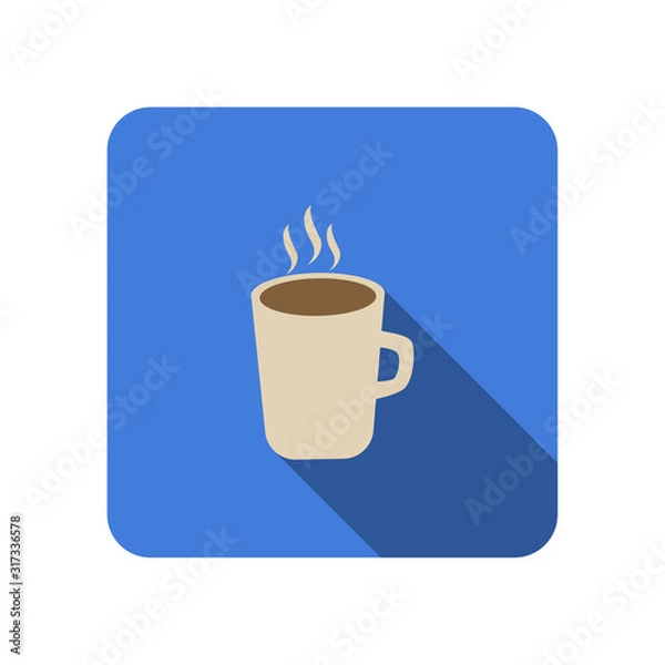Obraz cup tea coffee flat icon with long shadow vector