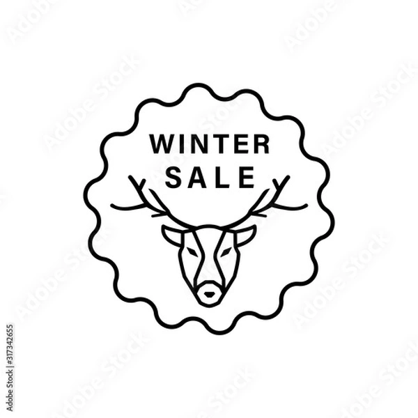 Obraz Snowflake deer icon. Simple line, outline vector elements of winter sale icons for ui and ux, website or mobile application