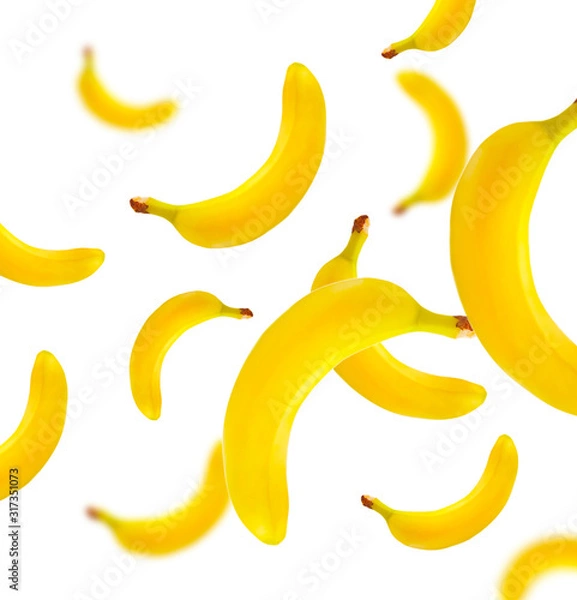 Fototapeta ripe banana on a white background pattern