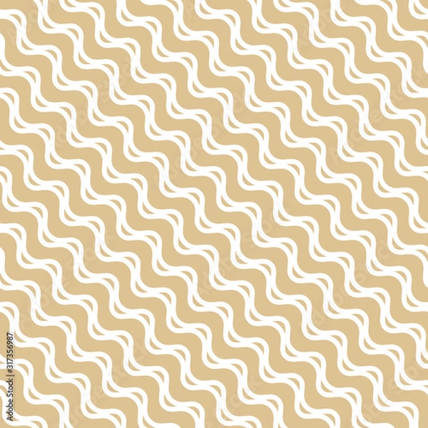 Obraz Vector golden seamless pattern with wavy lines, diagonal waves, stripes
