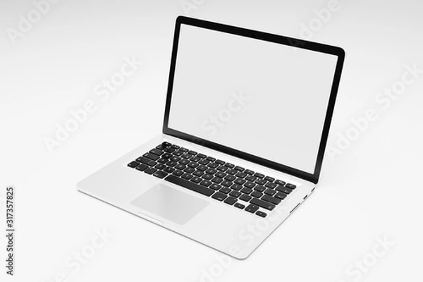 Obraz Laptop computer with blank white screen isolate on white background. screen mockup template