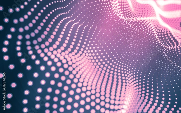 Obraz Abstract background. Molecules technology with polygonal shapes, connecting dots and lines. Connection structure. Big data visualization.