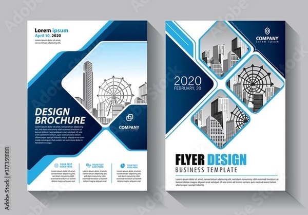 Fototapeta Business abstract vector template. Brochure design, cover modern layout, annual report, poster, flyer in A4 with colorful triangles, geometric shapes for tech, science, market with light background