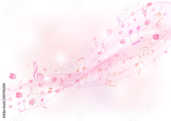 Fototapeta 桜と音符