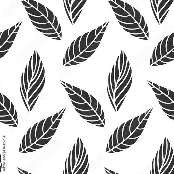 Fototapeta Decorative leafs background, foliage vector. Seamless pattern.