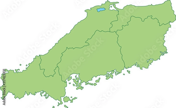 Obraz 中国地方の地図_都道府県ごとに色を変えられます