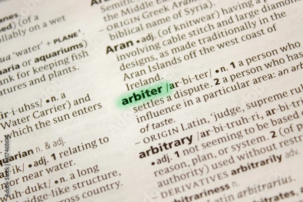 Fototapeta Arbiter word or phrase in a dictionary.