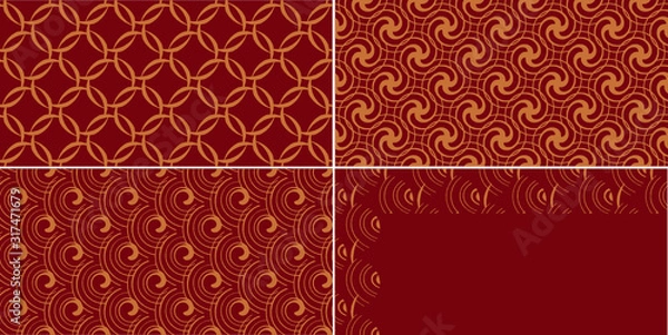 Obraz Vector - Red and gold Geometric background.Overlapping lines.Chinese  pattern set.