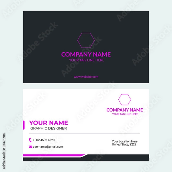 Fototapeta Unique modern clean black white business card template print ready file for your company business