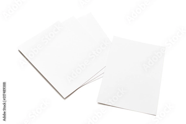 Fototapeta Mock up with empty white postcards isolated on the white background