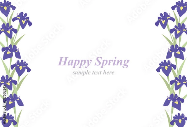 Obraz アヤメ　菖蒲　フレーム　イラスト