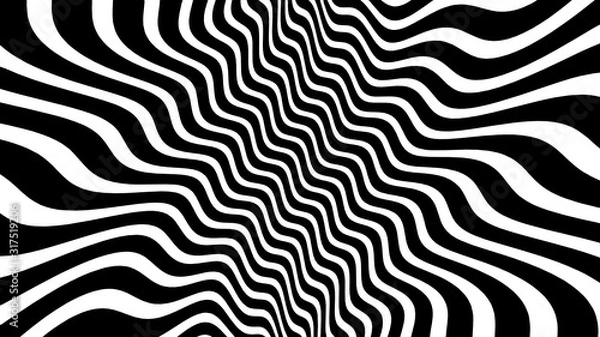 Obraz Vector - Black and white curved wave lines background.Optical illusion.