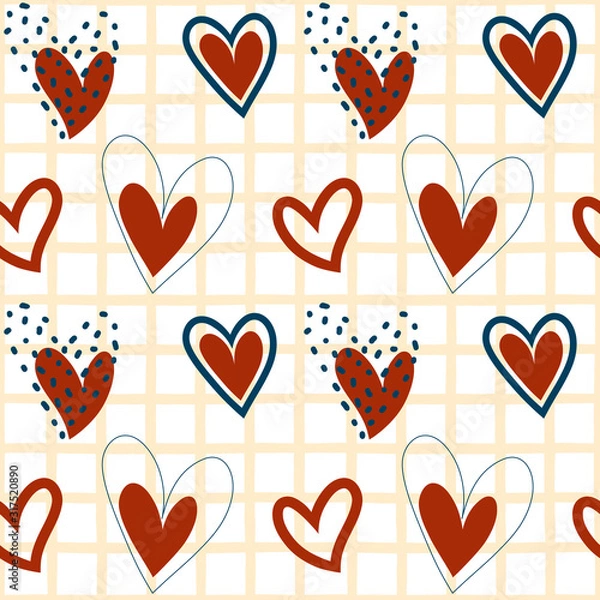 Obraz Vector seamess pattern with cute hearts. Valentine's day symbol