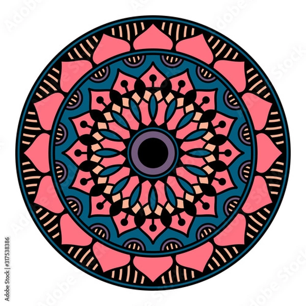Fototapeta Mandala decorative round ornament. Can be used for greeting card, phone case print, etc. Hand drawn background