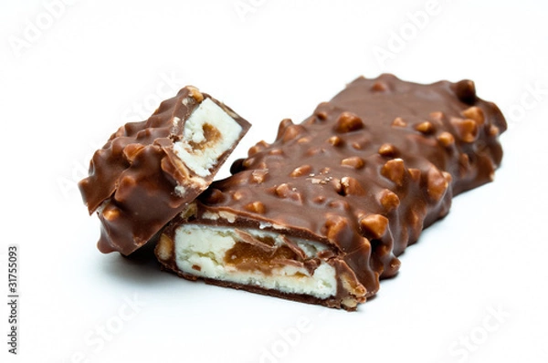Obraz Chocholate and cheese dessert cut in half