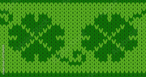 Fototapeta vector knitting seamless background with shamrock pattern