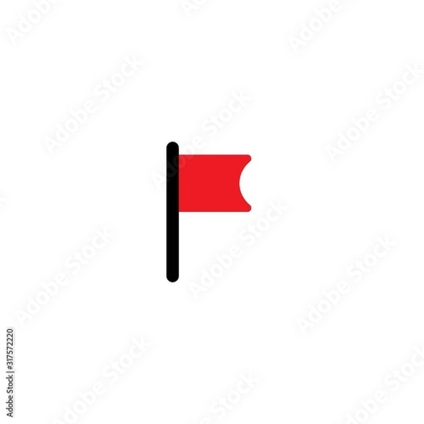Fototapeta red flag icon. Isolated on white background. Flat vector