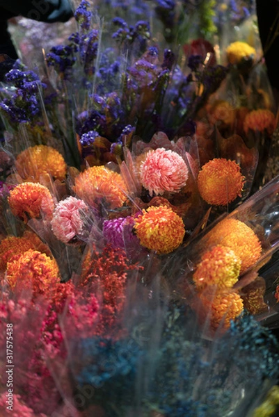 Obraz Peonies in Flower Market in Mongkok, Chinese New Year celebration in Hong Kong