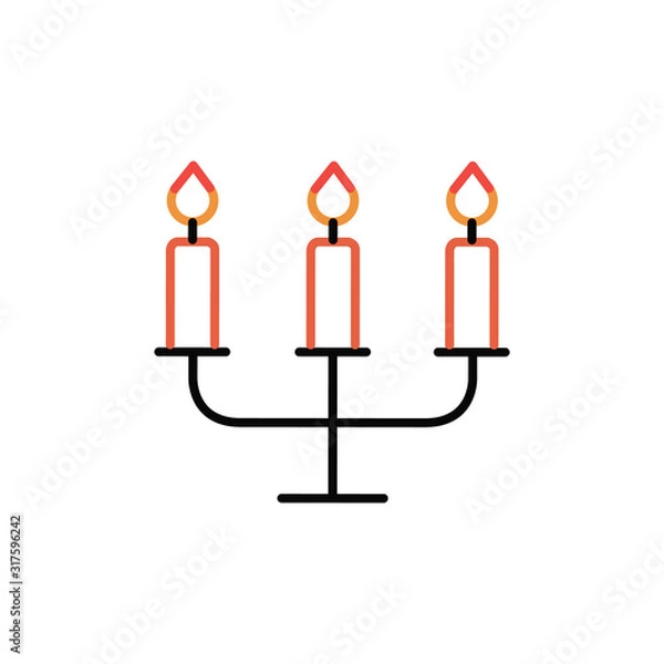 Obraz vintage three candle light flame in candle stick vector illustration design