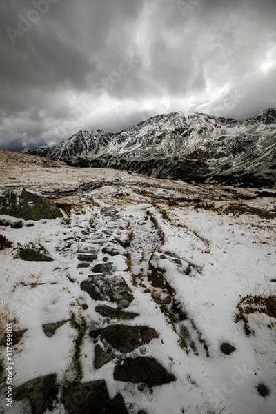 Obraz First snow in autumn in Tatra Mountains in Poland