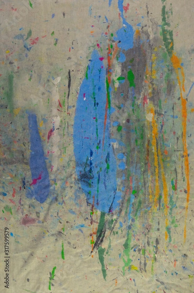 Obraz  the fabric smeared with multi-colored paints