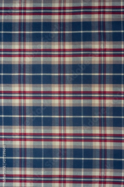 Obraz  Niebieski, czerwony, biały w kratkę orientację pionową