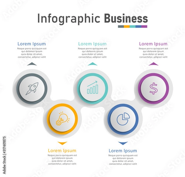 Fototapeta Vector illustration Infographic design template with icons and 5 options or steps. Can be used for process, presentations, layout, banner,info graph.