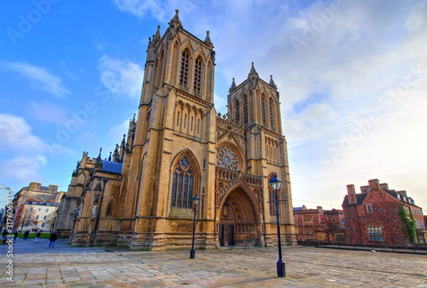 Obraz View of the Bristol Cathedral facade in a sunny winter afternoon, England