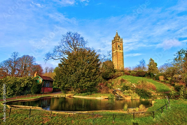 Obraz View of the Cabot Tower in Bristol, UK, from the Brandon Hill park, in a winter afternoon