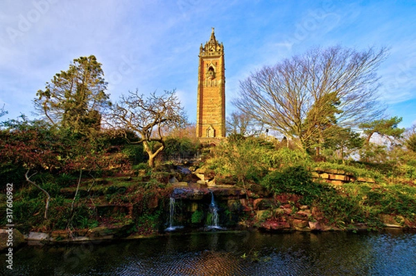 Obraz View of the Cabot Tower in Bristol, UK, from the Brandon Hill park, in a winter afternoon
