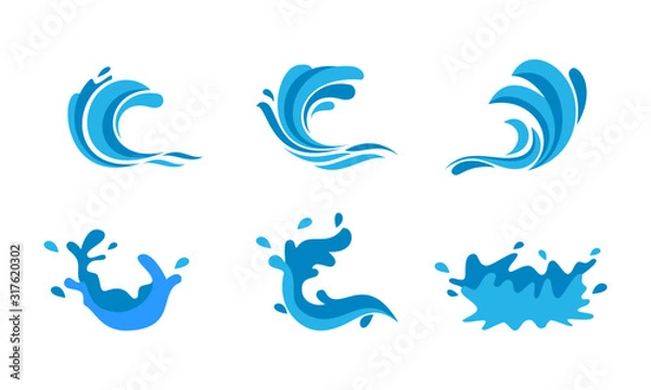 Fototapeta Wave icon set template vector logo