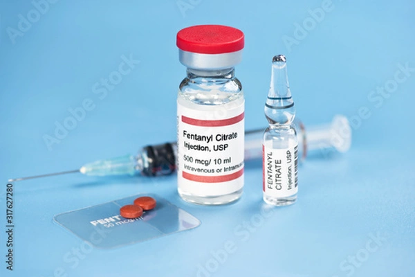 Fototapeta Cztery formy dostarczania leków cytrynianowych fentanyl