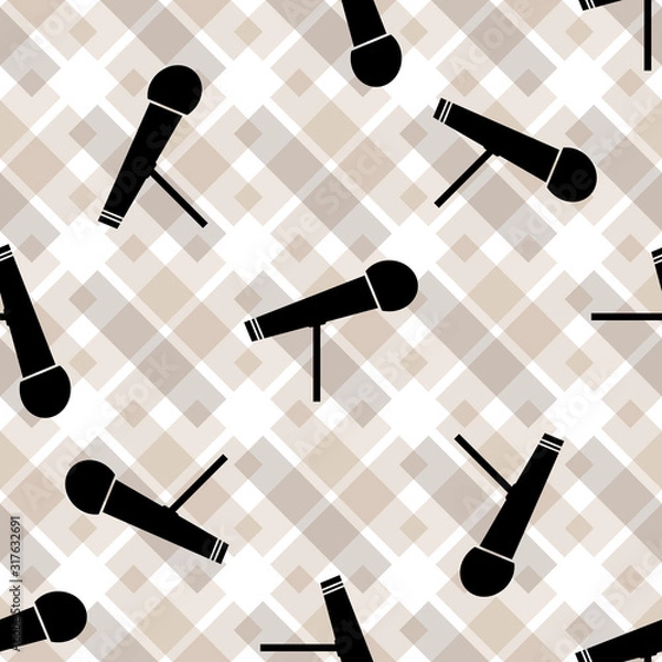 Fototapeta Doodle Microphone seamless pattern background. vector seamless pattern