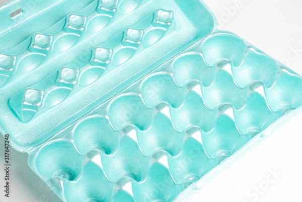 Fototapeta Empty Styrofoam Egg Carton Tray