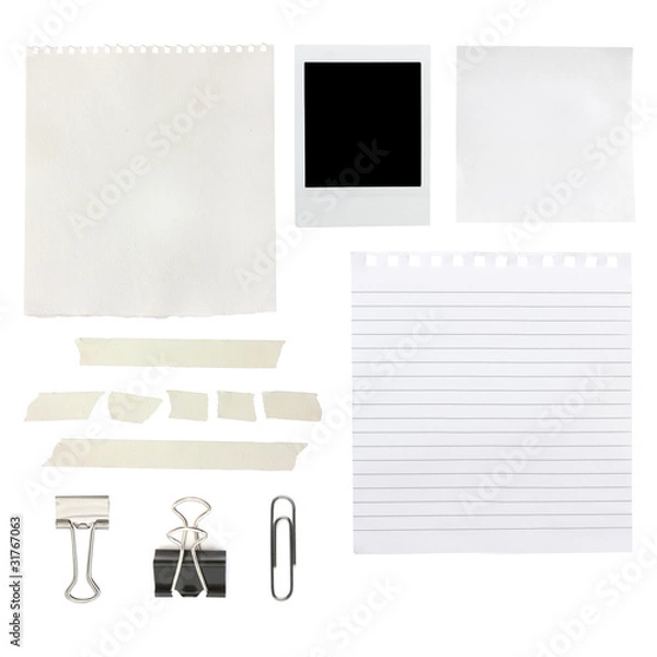 Fototapeta scrapbook elements including papers and a photo