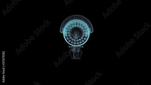 Fototapeta Security camera Hologram Wireframe. Nice 3D Render on a black background