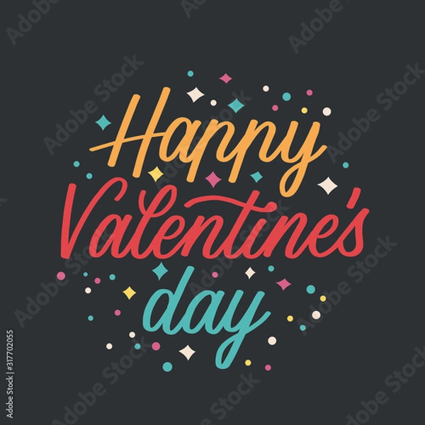 Fototapeta Valentines day background with heart pattern and typography of happy valentines day text . Vector illustration. Wallpaper, flyers, invitation, posters, brochure, banners