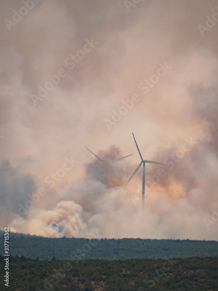 Fototapeta State of Environment - Fire and Windmill